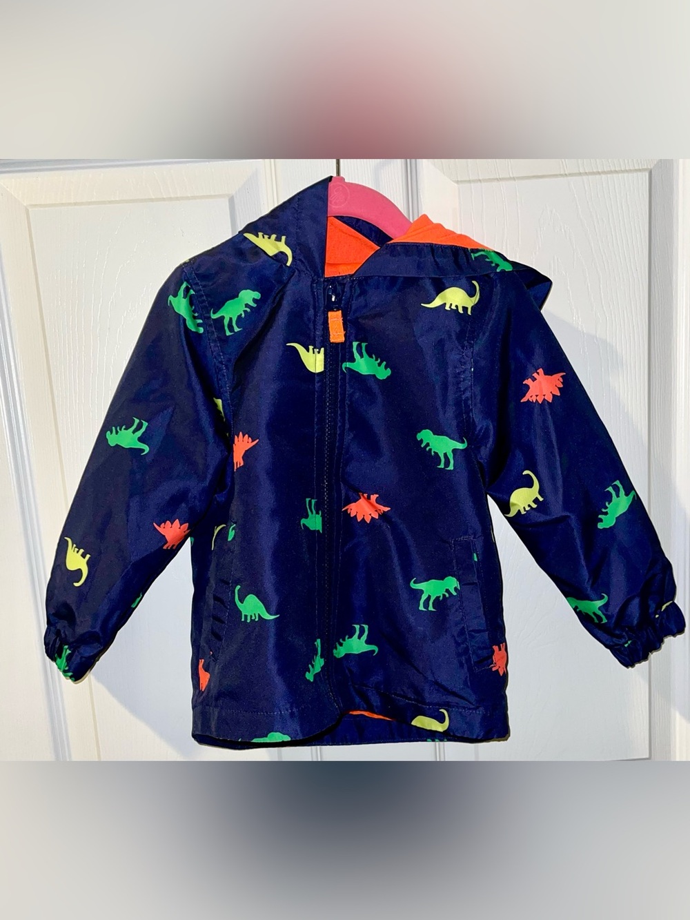 Carter’s jacket boys 2T dinosaur navy orange hooded